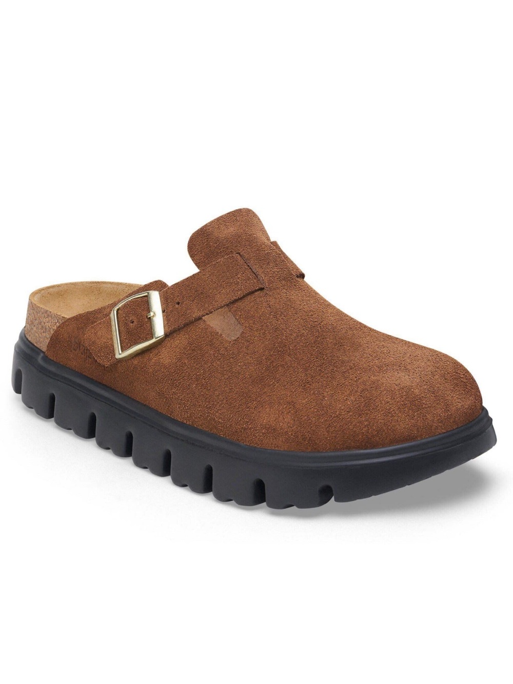 Birkenstock Boston Chunky Suede Leather Dark Tea and Black Size 39